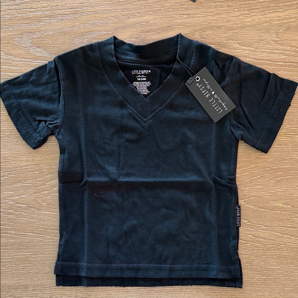 Little Bipsy Black V-Neck Short Sleeve Kids Tee